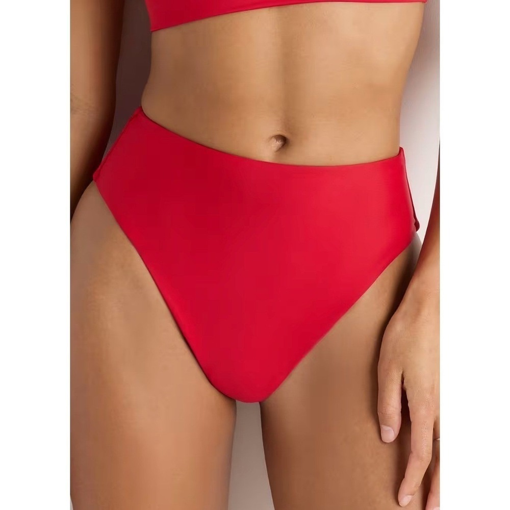 quince italian high-rise high-leg bikini bottom cherry red, women size x-large
